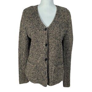 Ralph Lauren Vintage Chunky Knit Button Up Cardigan Tan and Brown Size L